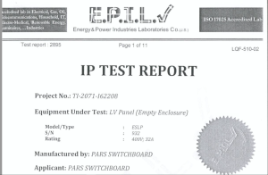 تایپ تست تابلو برق با درجه حفاظت IP54